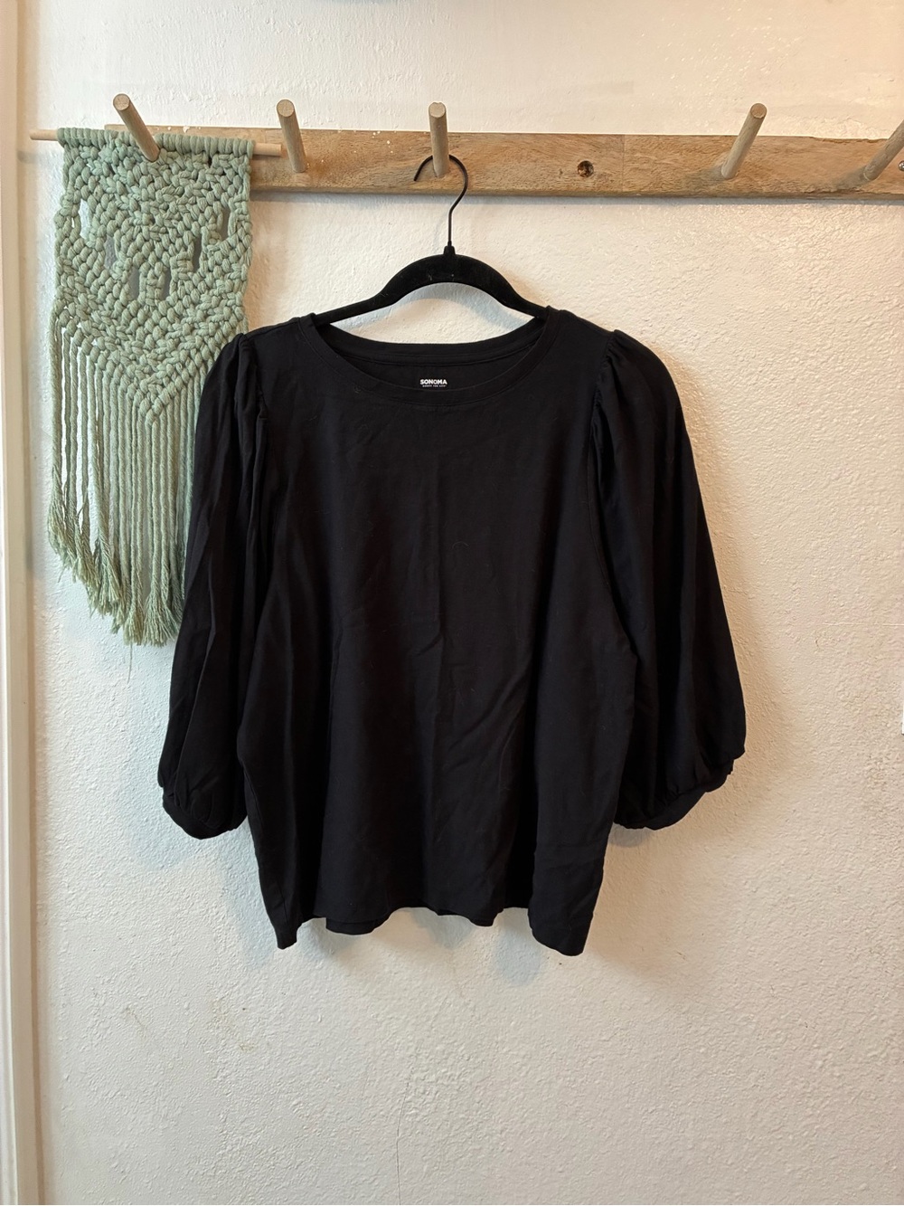 Sonoma Black Puff Sleeve Long Sleeve Top